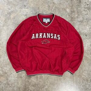 Y2K Arkansas Razorbacks Red Pullover Windbreaker Size L